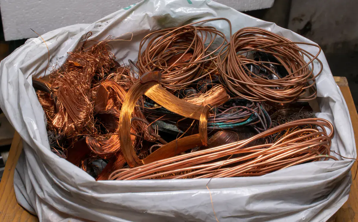 Sorted copper scrap ready for recycling